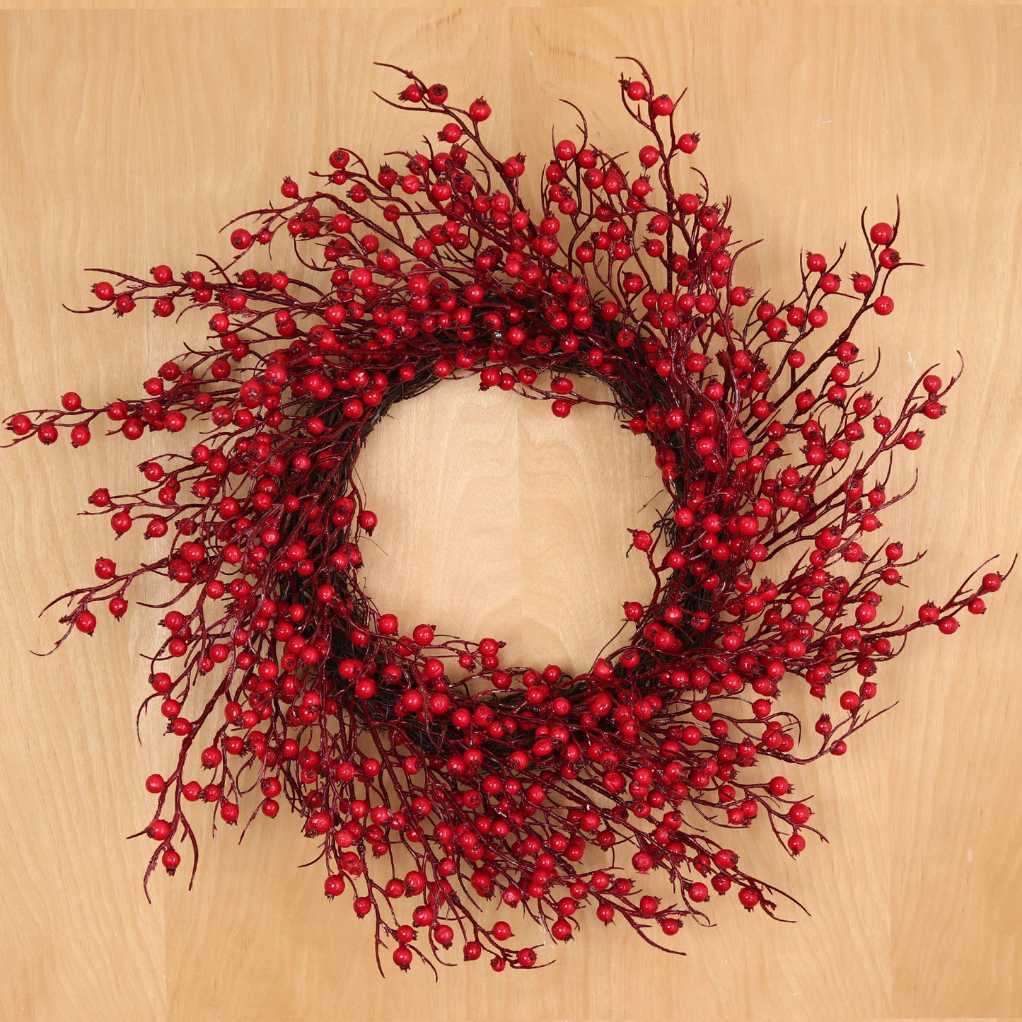 22" Red Rosehip Berry Wreaths - Set of 2, Lifelike Artificial Holiday Décor, Perfect for Front Door, Mantel & Wall - Christmas & Winter Accent