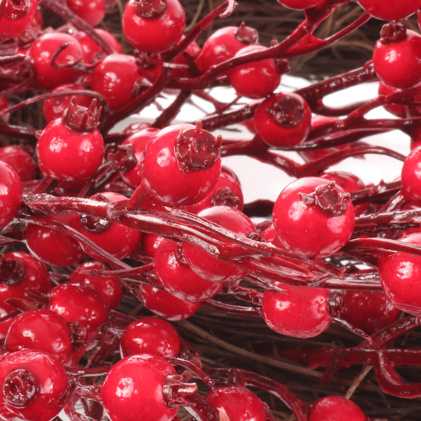 22" Red Rosehip Berry Wreaths - Set of 2, Lifelike Artificial Holiday Décor, Perfect for Front Door, Mantel & Wall - Christmas & Winter Accent