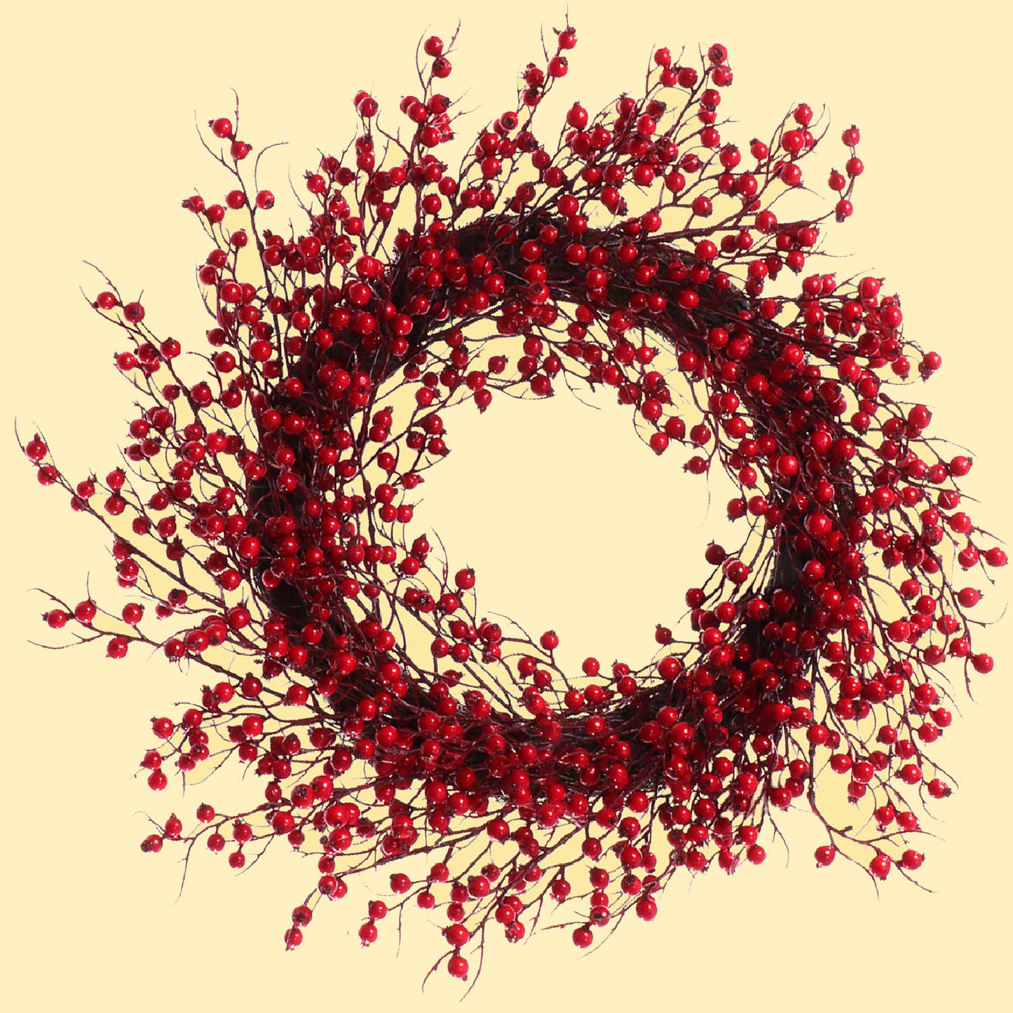 22" Red Rosehip Berry Wreaths - Set of 2, Lifelike Artificial Holiday Décor, Perfect for Front Door, Mantel & Wall - Christmas & Winter Accent