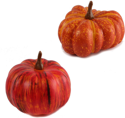 Premium Autumn Harvest Pumpkin Set - 12 Lifelike Pumpkins with Autumn Foliage and Berries - Vibrant Seasonal Colors - Ideal for Thanksgiving and Harvest Themed Home and Office Decoration