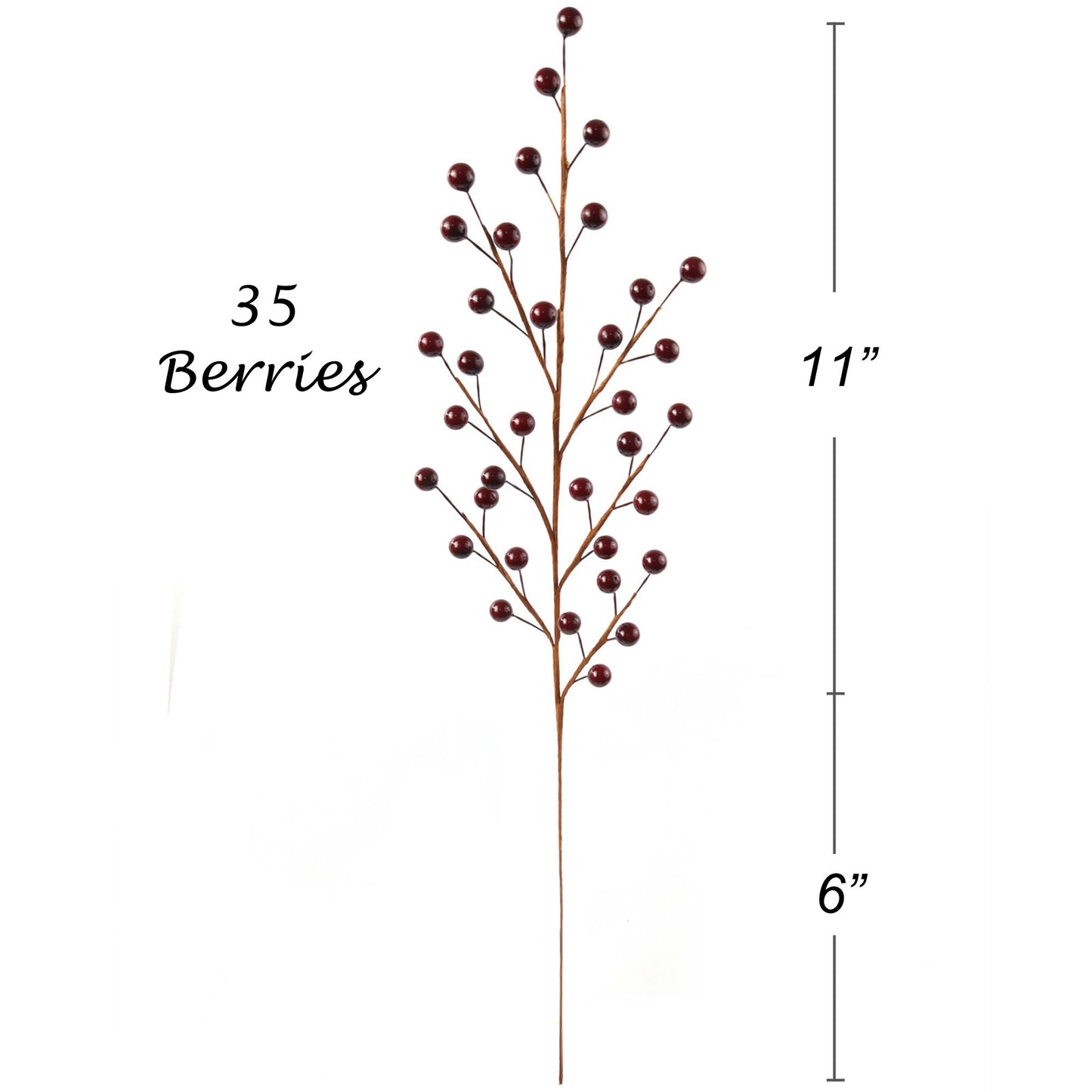 Set of 24: Burgundy Holly Berry Stems with 35 Lifelike Berries | 17-Inch | Festive Holiday Decor | Trees, Wreaths, & Garlands | Christmas Picks | Home & Office Decor