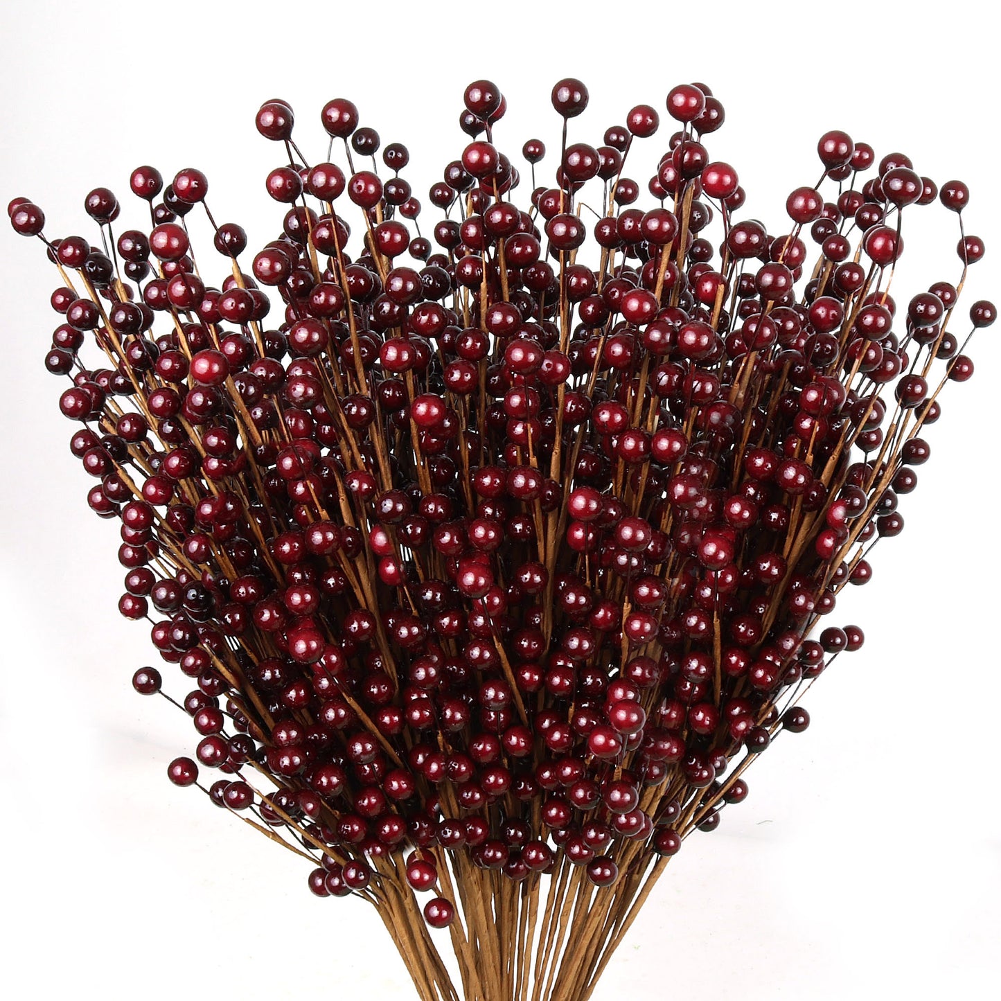 Set of 24: Burgundy Holly Berry Stems with 35 Lifelike Berries | 17-Inch | Festive Holiday Decor | Trees, Wreaths, & Garlands | Christmas Picks | Home & Office Decor