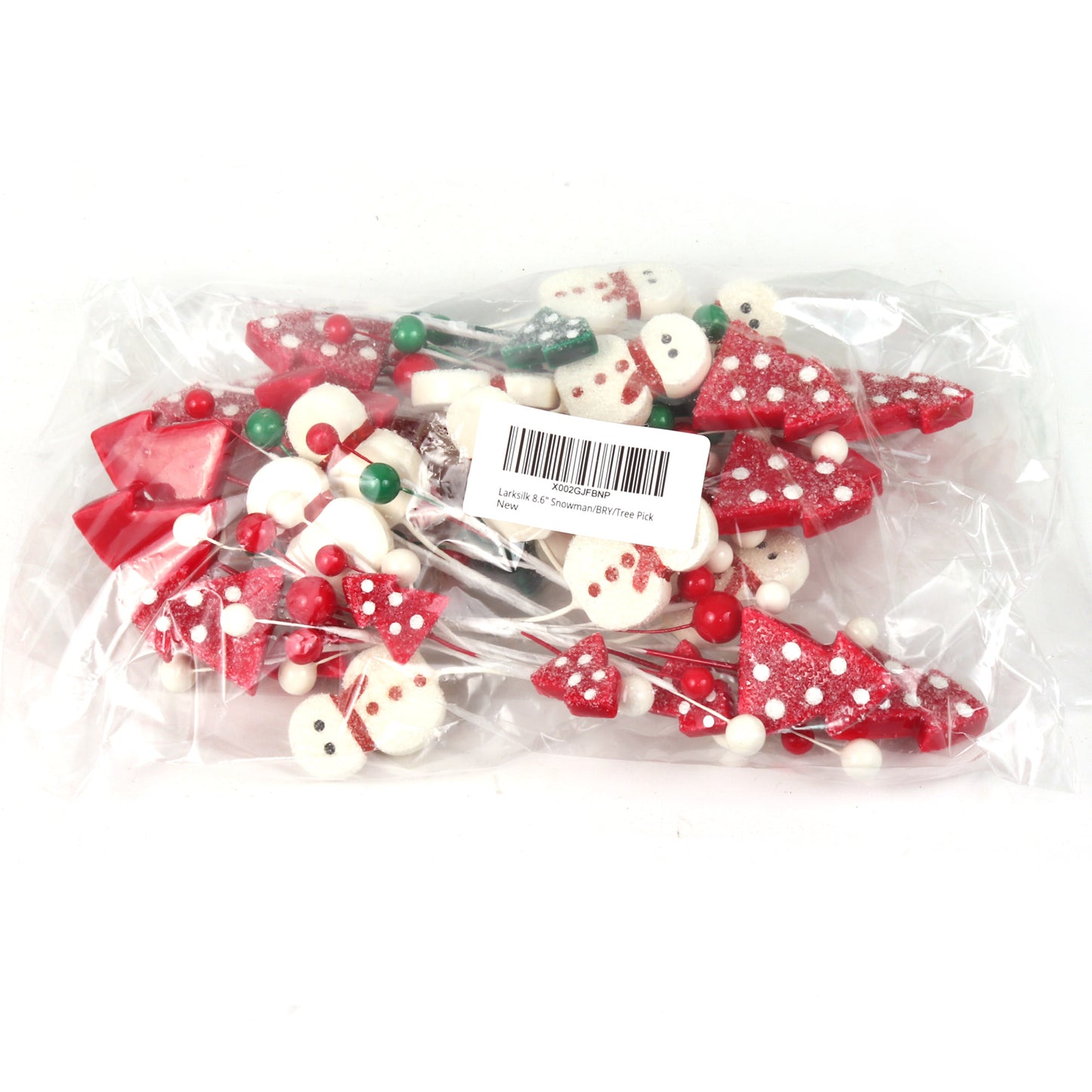 Set of 24: Assorted White Snowman Picks with Berries & Trees | Festive Holiday Decor | Trees, Wreaths, & Garlands | Christmas Picks | Home & Office Decor