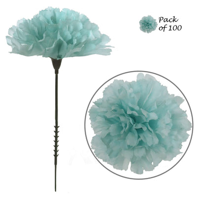 Blue Carnation 3.5"Diam 5"Pick - Lifelike Artificial Flowers for DIY Wedding Bouquets, Centerpieces, Party Decor & Home Arrangements