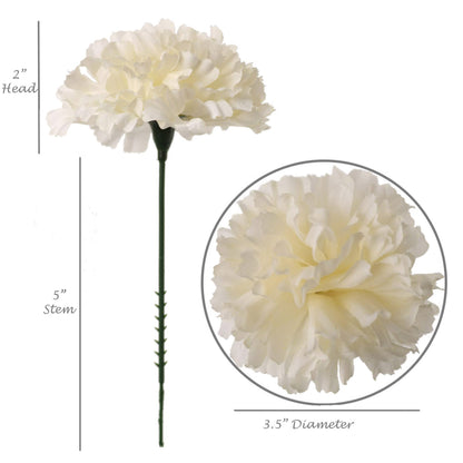 Lifelike Carnations - Perfect for DIY Bouquets, Centerpieces & Decor; Realistic Faux Blooms with Stems, Ideal for Weddings & Events