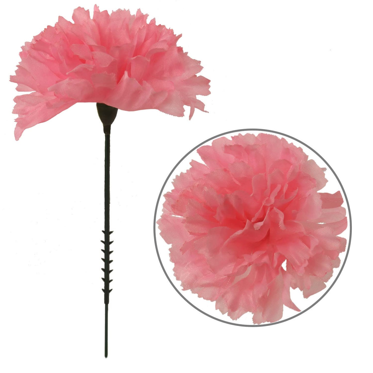 Pink Carnation 3.5"Diam 5"Pick - Vibrant Artificial Carnations for DIY Wedding Bouquets, Centerpieces, Party Decor & Home Arrangements