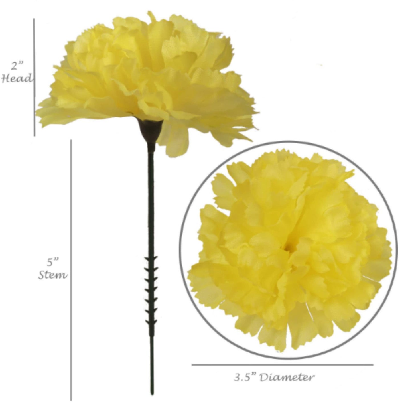 Premium Artificial Carnations, 5" Real-Looking 3.5"Dia Blossoms with Stems for DIY Wedding Bouquets, Bridal Centerpieces, Party Home Decor, Table Arrangements & Elegant Displays