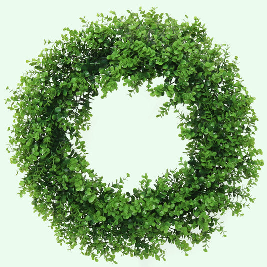 Elegant 24" Artificial Boxwood Wreath - Lush Greenery for Home Decor, Perfect for Front Door and Indoor/Outdoor Use, All-Seasons Decorative Wreath