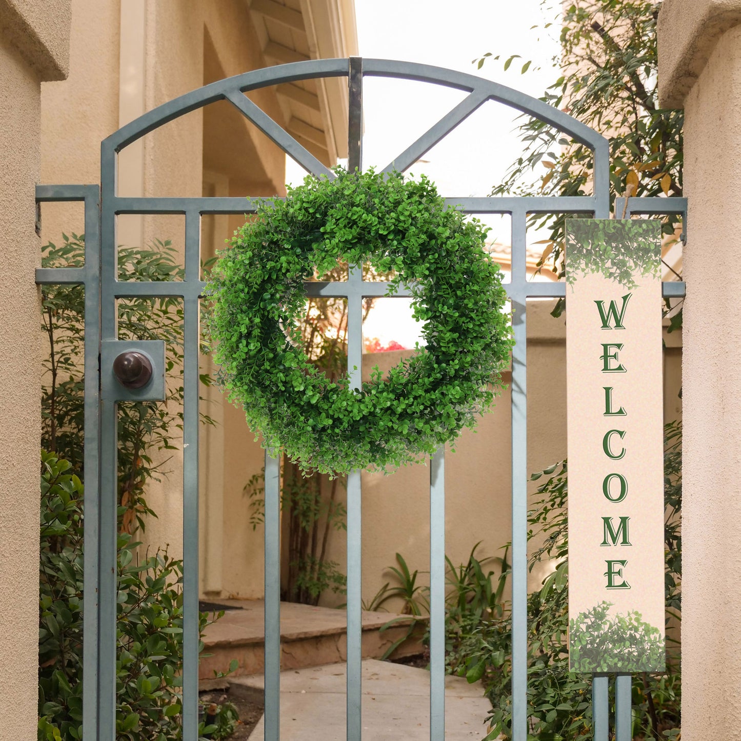 Elegant 24" Artificial Boxwood Wreath - Lush Greenery for Home Decor, Perfect for Front Door and Indoor/Outdoor Use, All-Seasons Decorative Wreath