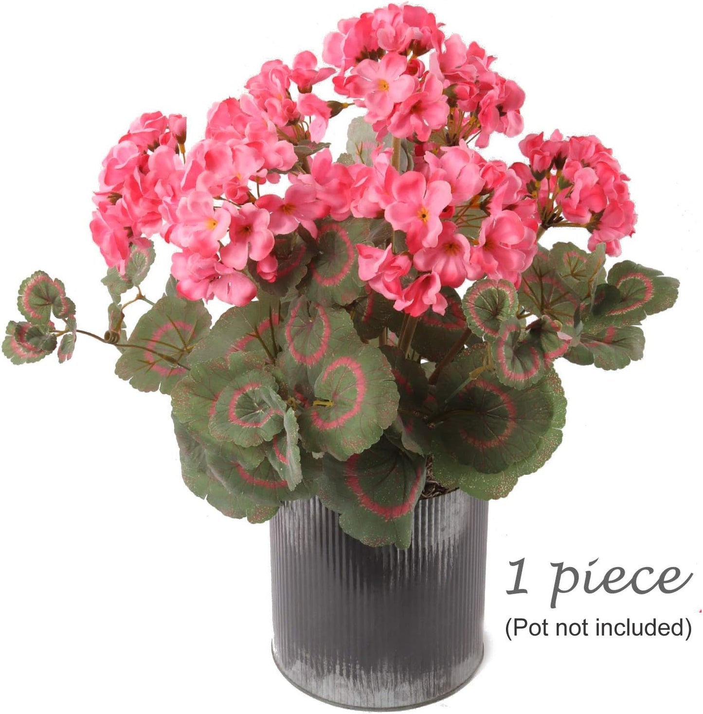 Pink Artificial Geranium Flower Bush | UV Resistant Decorative Silk Artificial Plant Perfect for Outdoors or Indoor Décor, 18 Inch Tall