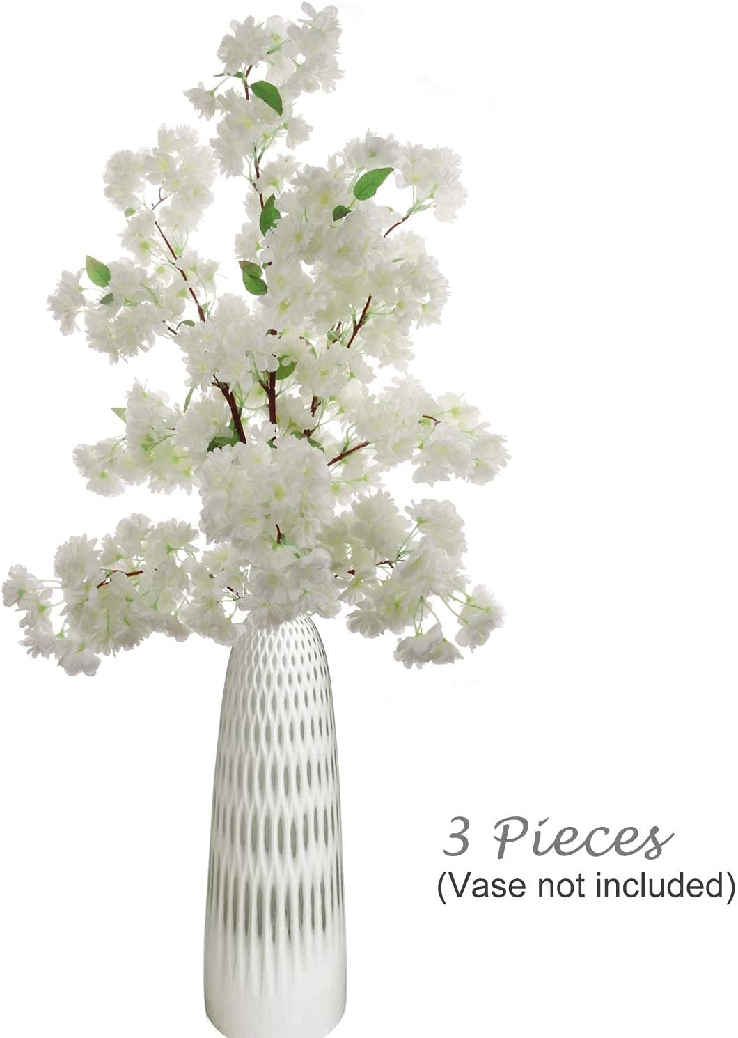 White Cherry Blossom Flowers, Three 30 Inch White Blossom Stems, Wedding, Party, Event, Japan's National Flower