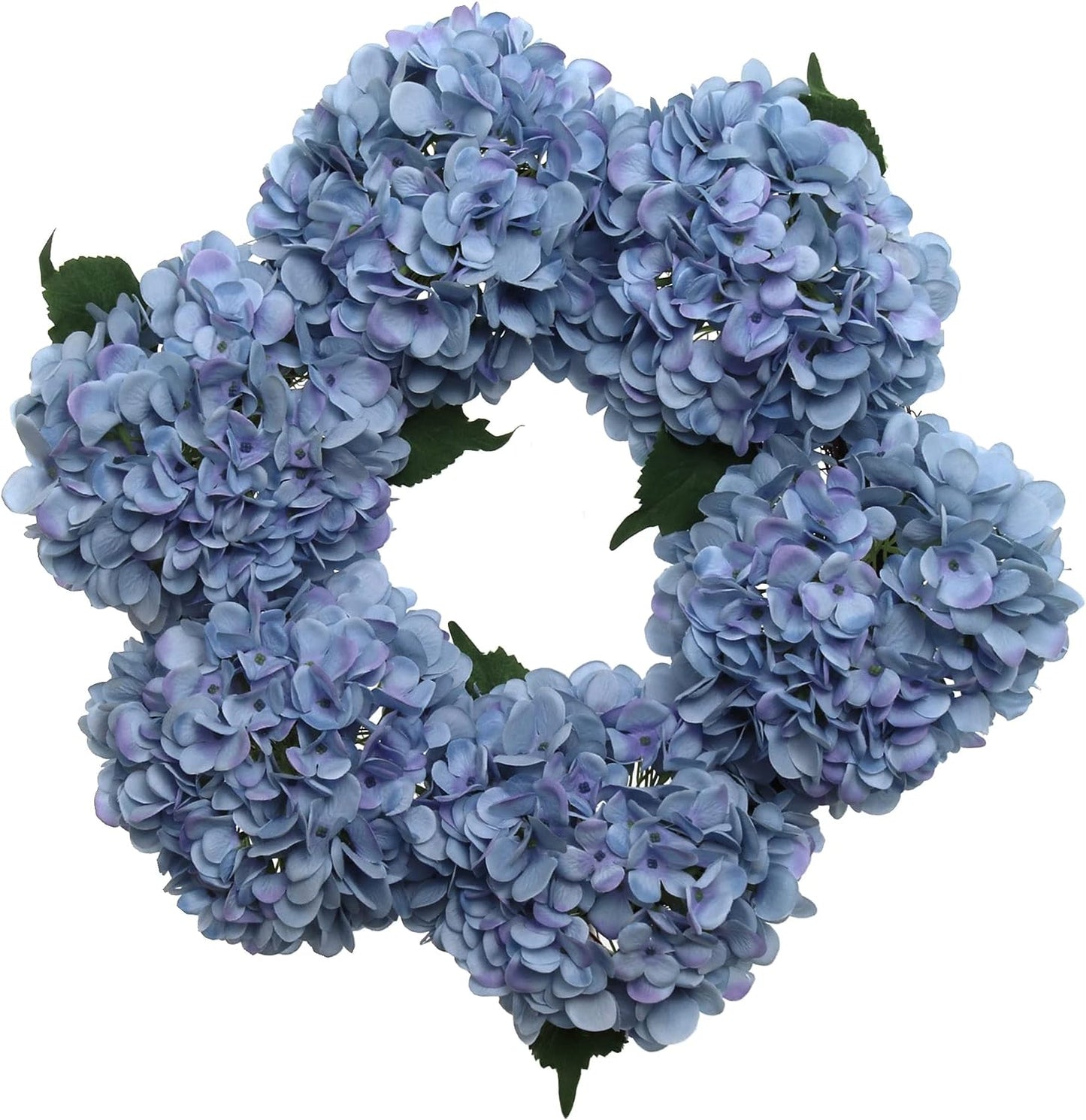 Artificial 18" Blue Hydrangea Wreath - Handcrafted, UV Resistant, All-Season, Indoor/Outdoor Decor, Perfect for Home, Wedding, Event