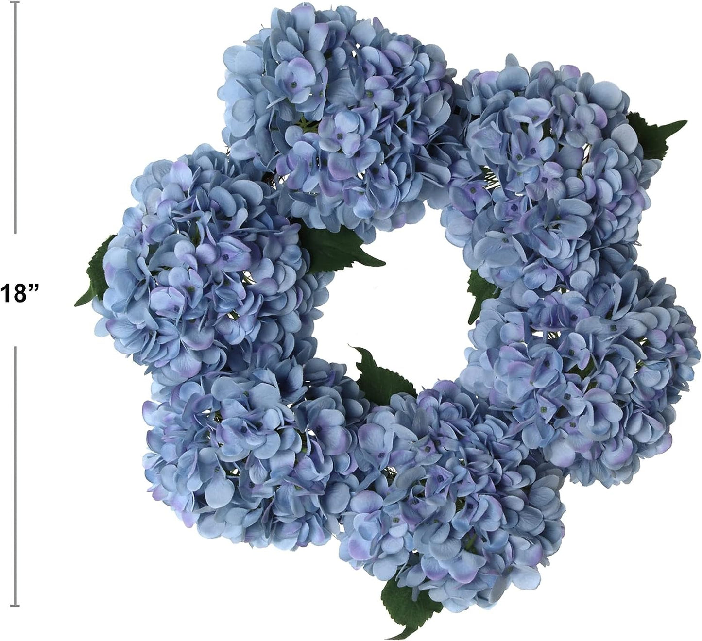 Artificial 18" Blue Hydrangea Wreath - Handcrafted, UV Resistant, All-Season, Indoor/Outdoor Decor, Perfect for Home, Wedding, Event