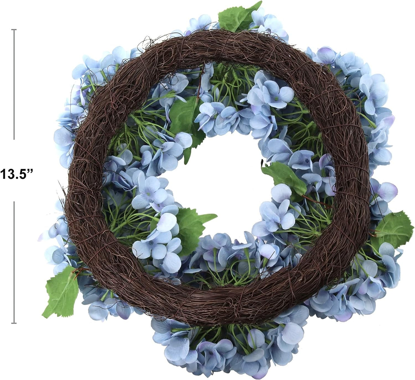 Artificial 18" Blue Hydrangea Wreath - Handcrafted, UV Resistant, All-Season, Indoor/Outdoor Decor, Perfect for Home, Wedding, Event