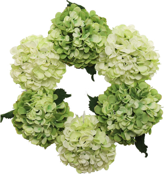 18" Handcrafted Mint & Green Hydrangea Wreath - Elegant Floral Decor for Home & Door
