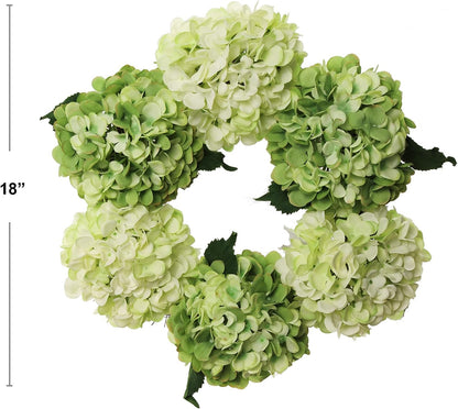 18" Handcrafted Mint & Green Hydrangea Wreath - Elegant Floral Decor for Home & Door