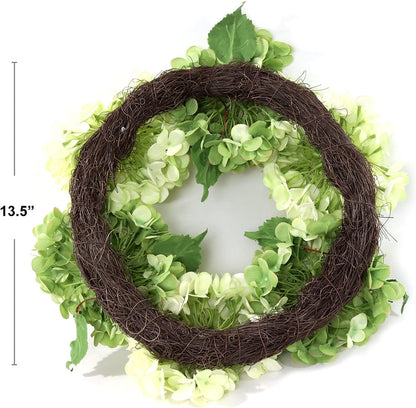 18" Handcrafted Mint & Green Hydrangea Wreath - Elegant Floral Decor for Home & Door