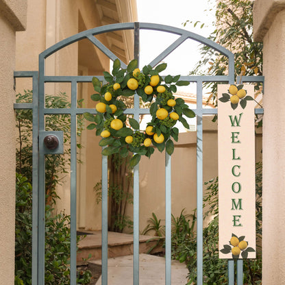 Sun-Kissed 22" Farmhouse Style Artificial Lemon Wreath - Handcrafted Summer Decor Perfect for Front Door or Indoor Use - High Quality, Vibrant and Lifelike