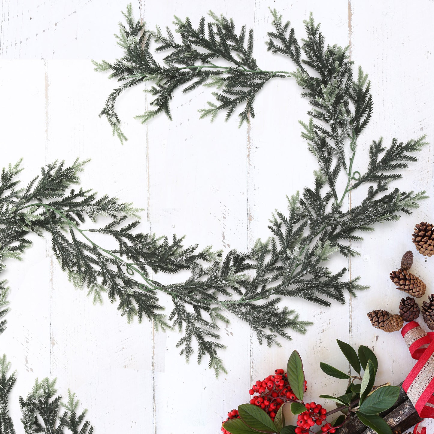 75" Iced Frasier Fir Garland, Artificial Frosted Pine Greenery, Christmas Garland, Christmas Decoration, Ideal for Mantel, Staircase, Indoor/Outdoor Xmas Home Décor