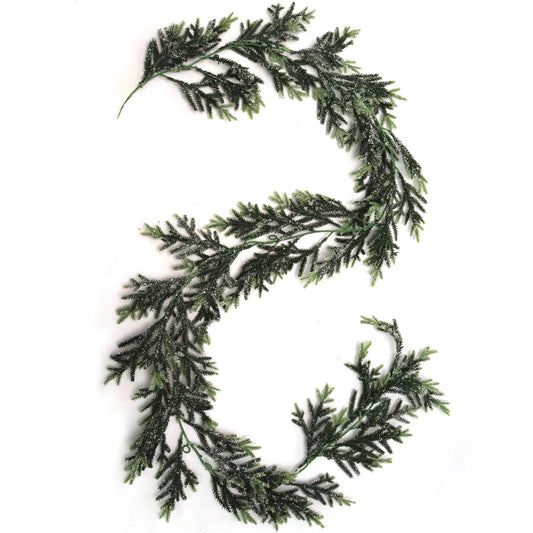 75" Iced Frasier Fir Garland, Artificial Frosted Pine Greenery, Christmas Garland, Christmas Decoration, Ideal for Mantel, Staircase, Indoor/Outdoor Xmas Home Décor