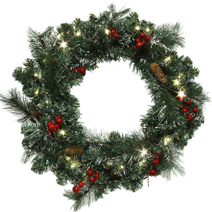 22" Pine Wreath | Pinecones & Berries Included | Lifelike Greenery | Indoor/Outdoor Use | Holiday & Christmas Décor | Perfect for Front Door, Wreaths, & Garlands