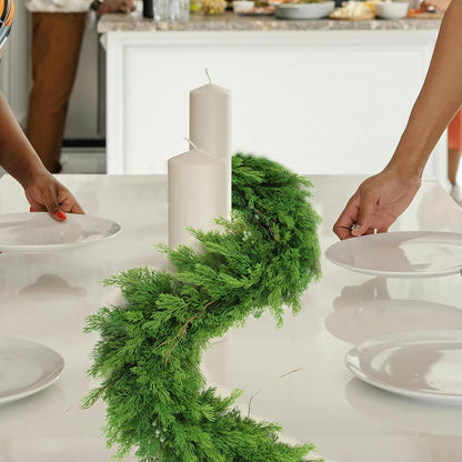 6' Juniper Garland | Lifelike Greenery & Real Touch Green Berries | Brown Twigs Included | Indoor/Outdoor Use | Holiday Xmas Accents | Christmas Garland | Home & Office Decor