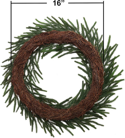 24" Real Touch Norfolk Wreath | Lifelike Greenery | Indoor/Outdoor Use | Christmas & Holiday Décor | Front Door Accent | Home & Office Decoration