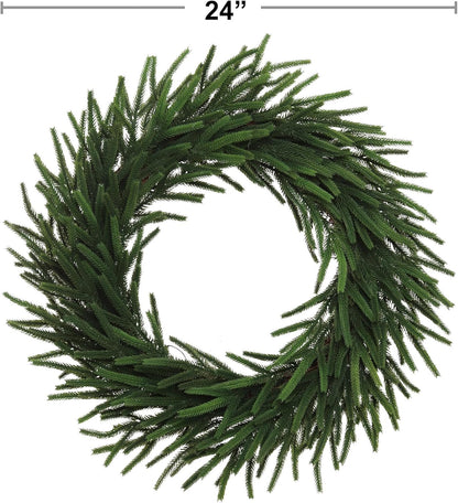 24" Real Touch Norfolk Wreath | Lifelike Greenery | Indoor/Outdoor Use | Christmas & Holiday Décor | Front Door Accent | Home & Office Decoration
