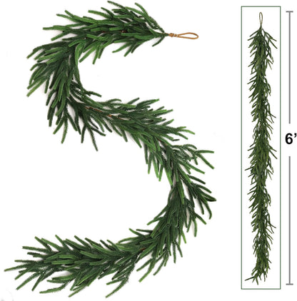 6' Real Touch Norfolk Pine Garland | Lifelike Greenery | Indoor/Outdoor Use | Christmas & Holiday Décor | Perfect for Mantels, Railings, & Doorways