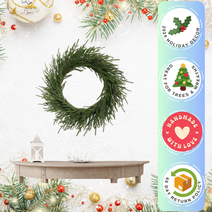 24" Real Touch Frasier Wreath | Lifelike Greenery | Indoor/Outdoor Use | Christmas & Holiday Décor | Front Door Accent | Home & Office Decoration
