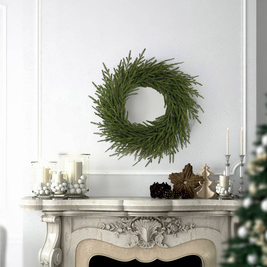 24" Real Touch Frasier Wreath | Lifelike Greenery | Indoor/Outdoor Use | Christmas & Holiday Décor | Front Door Accent | Home & Office Decoration