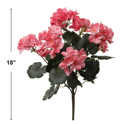 Charming Pink 18" Geranium Bush with 7 Lifelike Branches - Premium Artificial Flower for Home & Garden Decor, Perfect for Indoor/Outdoor Display