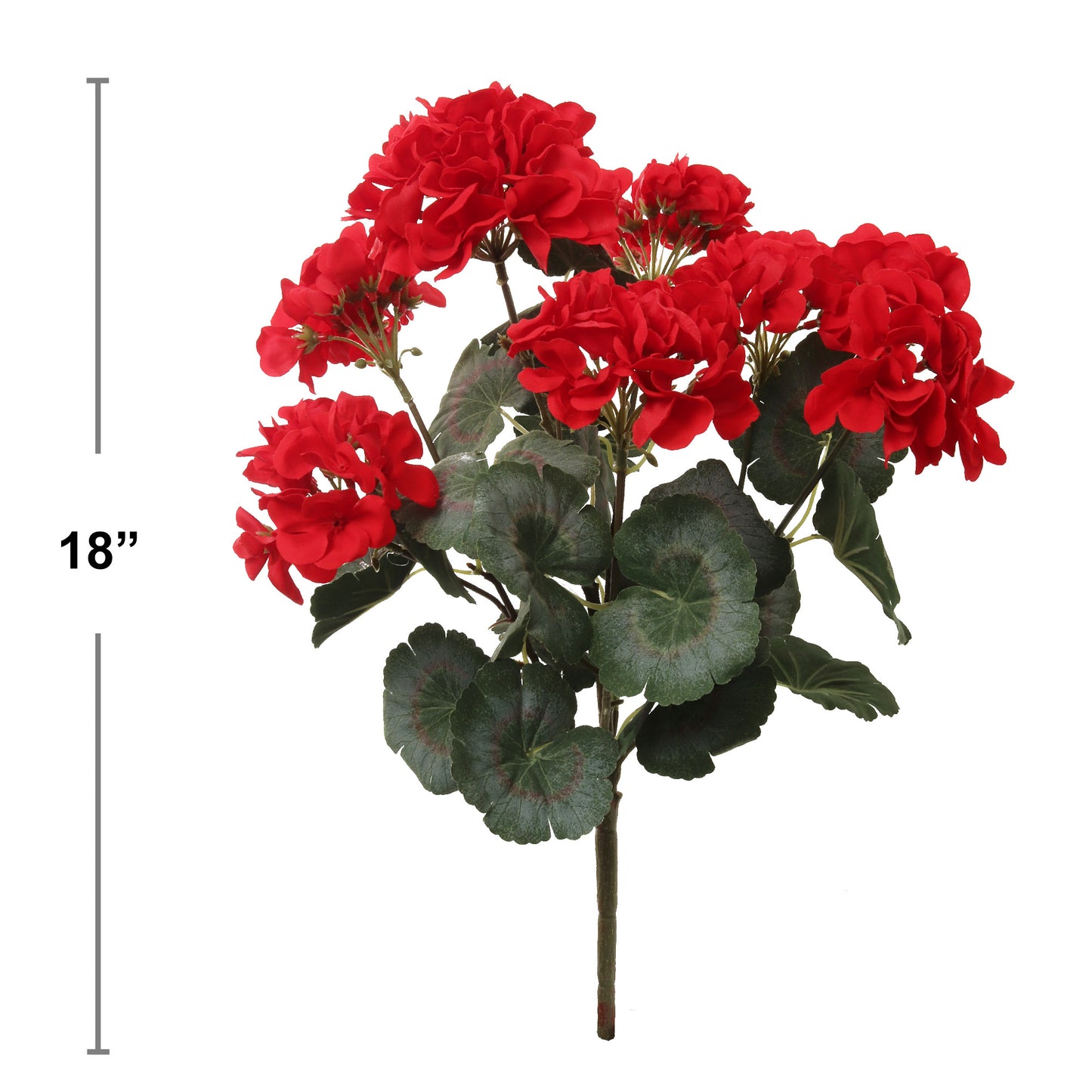 Vibrant Red 18" Geranium Bush with 7 Lush Branches - Elegant Artificial Plant for Luxurious Home & Outdoor Decor, Ideal for All Seasons