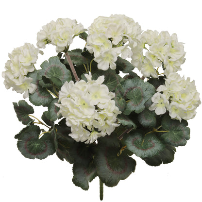 Elegant White 18" Deluxe UV-Resistant Geranium Bush - Lifelike Artificial Plant for Home & Garden Decor, Perfect for Outdoor and Indoor Use