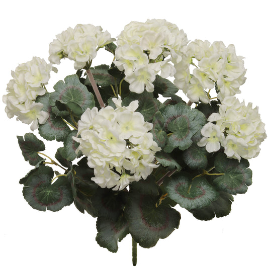 Elegant White 18" Deluxe UV-Resistant Geranium Bush - Lifelike Artificial Plant for Home & Garden Decor, Perfect for Outdoor and Indoor Use
