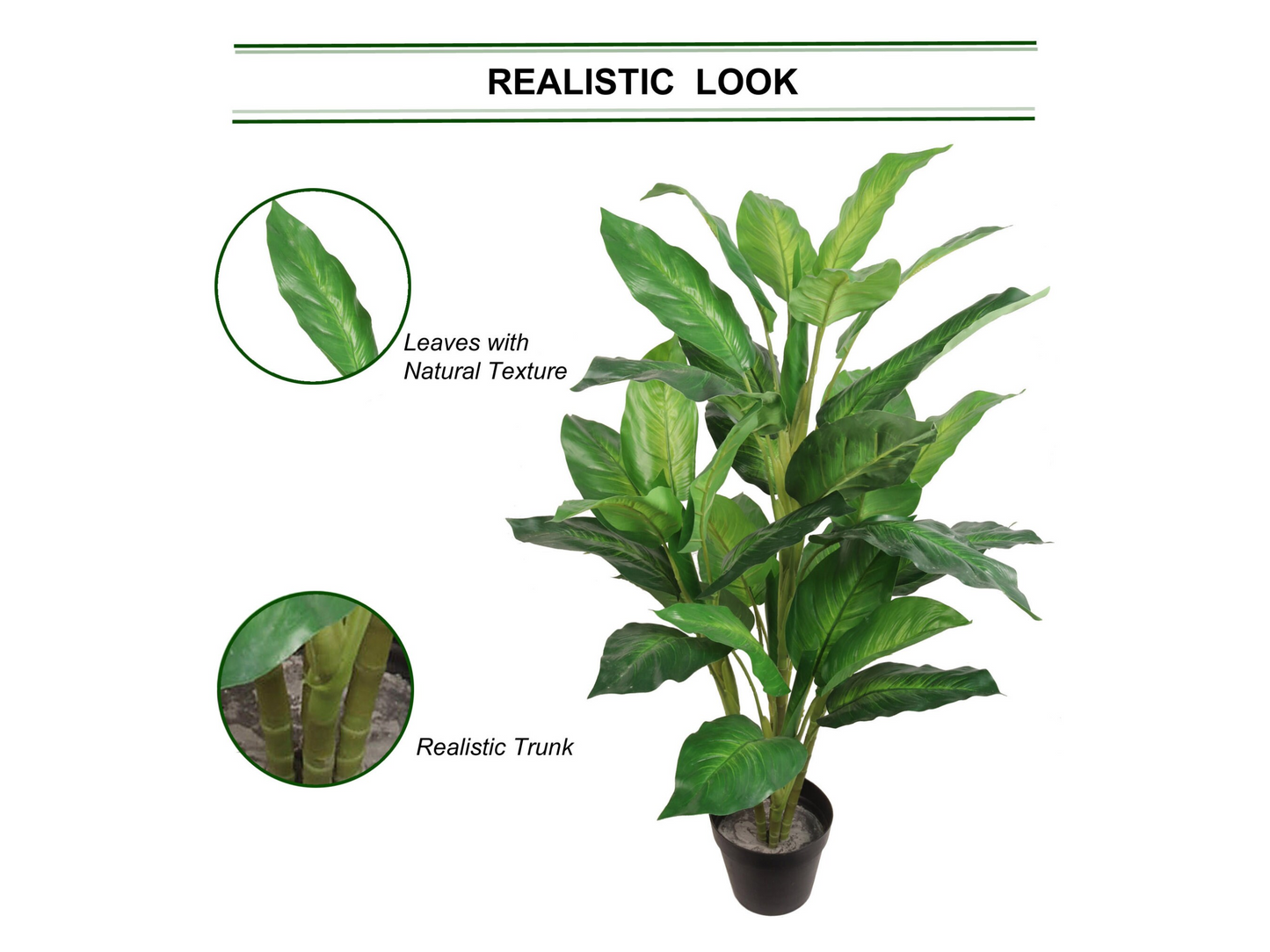 36" Dieffenbachia Artificial Plant - Lifelike Foliage with 40 Leaves, Realistic Indoor Decor Accent, Easy to Maintain, Add Greenery to Your Space with this Stunning Dieffenbachia Plant