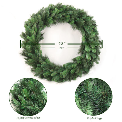 48" Deluxe Evergreen Double Wreath | Lifelike Greenery | Indoor/Outdoor Use | Holiday & Christmas Décor | Perfect for Front Door, Mantels, & Walls