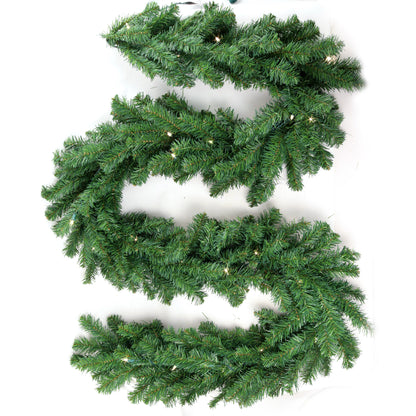 9' Pre-Lit Pine Garland | 240 Lifelike Green Tips | Indoor/Outdoor Use | Holiday Christmas Accents | Mantle, Staircase, Front Door Garland | Home & Office Decor