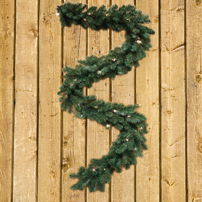 9' Pre-Lit Pine Garland | 240 Lifelike Green Tips | Indoor/Outdoor Use | Holiday Christmas Accents | Mantle, Staircase, Front Door Garland | Home & Office Decor