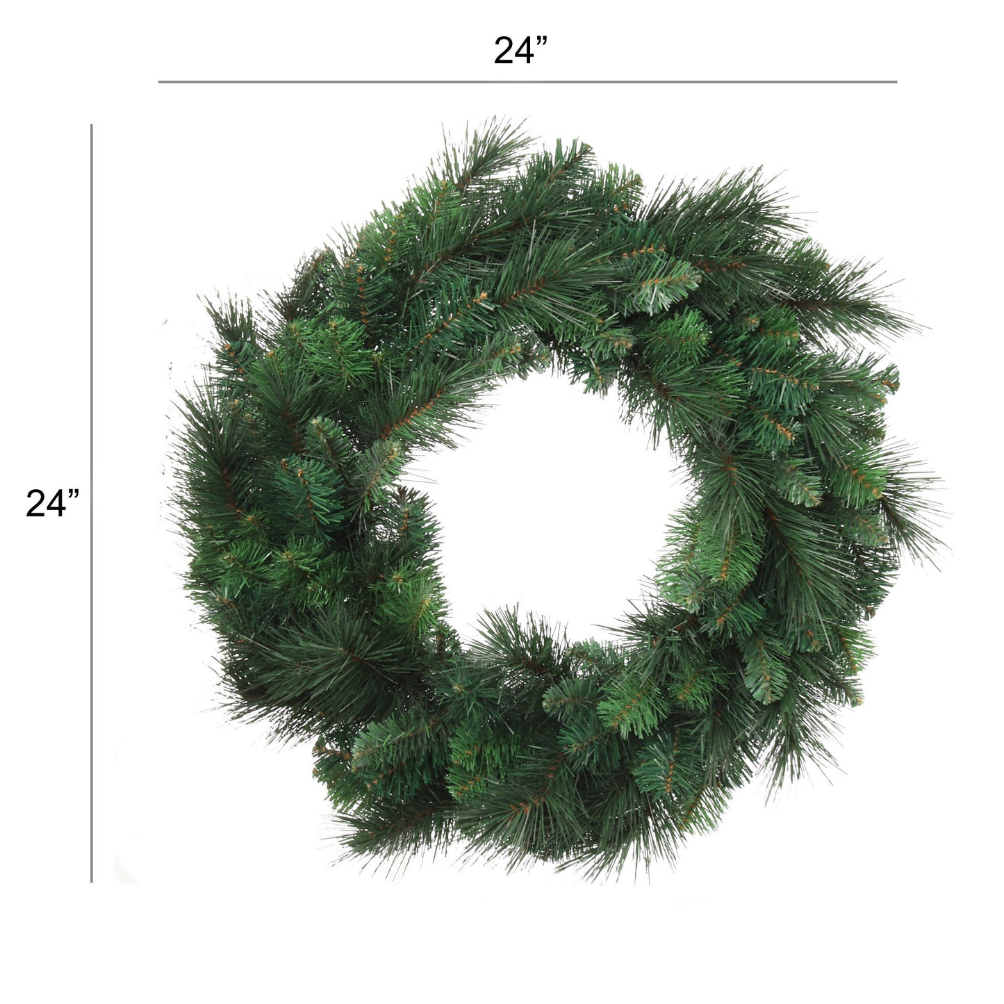 Christmas Deluxe Evergreen Pine Wreath Set of 2 - 24-Inch Lifelike Green Tips for Indoor/Outdoor Holiday Decor