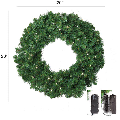 20" LED Northern Wreath | Lifelike Greenery | Indoor/Outdoor Use | Christmas & Holiday Décor | Front Door Accent | Home & Office Display