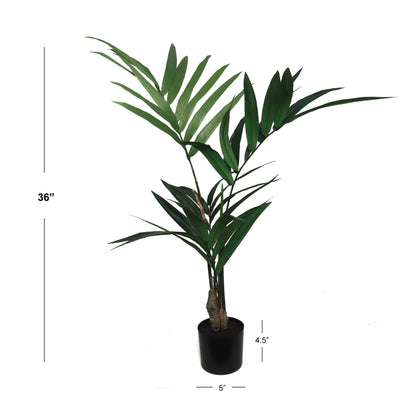 Indoor Oasis 3ft Artificial Kentia Palm Plant with 38 Leaves - Faux Greenery for Home & Office Decor in Elegant Pot