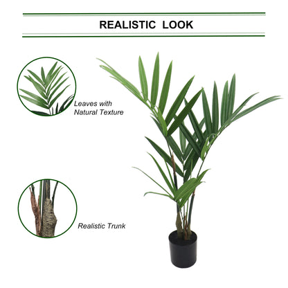 Indoor Oasis 3ft Artificial Kentia Palm Plant with 38 Leaves - Faux Greenery for Home & Office Decor in Elegant Pot