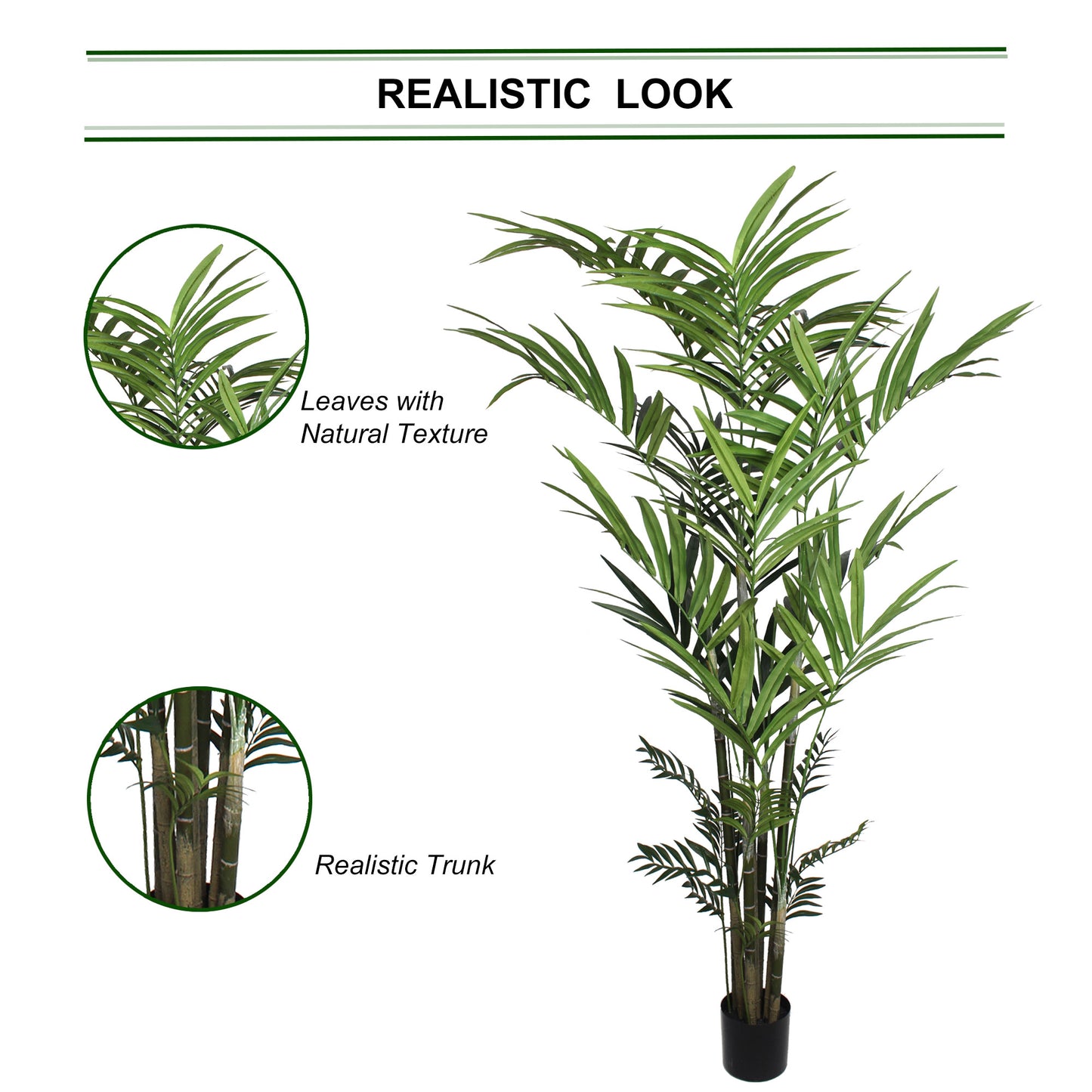 Lush 8' Indoor Kentia Palm Tree with 399 Leaves - Potted Tropical Foliage Decor for Home or Office