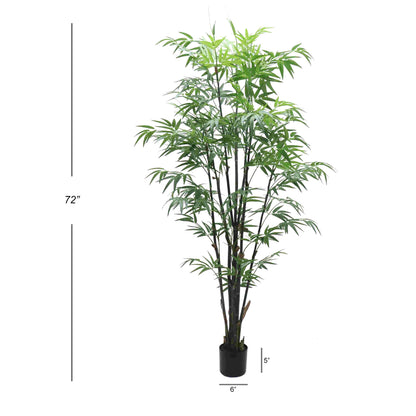 Premium 6' Natural Bamboo Plant with 1065 Leaves - Indoor/Outdoor Greenery Decoration - Lifelike Artificial Foliage in Pot
