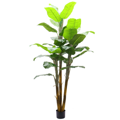 7' Lifelike Indoor Banana Tree - Potted Faux Tropical Plant Décor with 36 Lush Leaves - Perfect for Home or Office