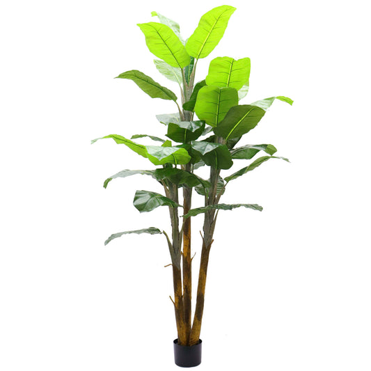 7' Lifelike Indoor Banana Tree - Potted Faux Tropical Plant Décor with 36 Lush Leaves - Perfect for Home or Office
