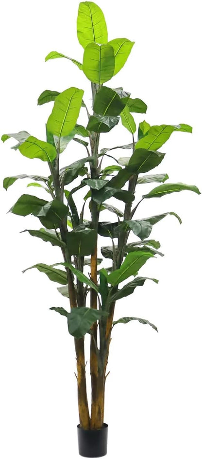 Lush 8-Foot Banana Tree with 50 Leaves - Indoor/Outdoor Lifelike Decorative Plant with Pot