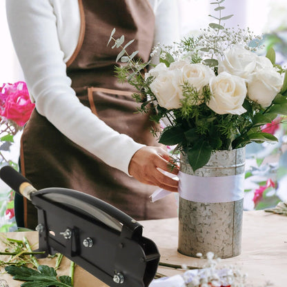 Fresh Flower Stem Cutter with Gloves - 14-Inch Heavy-Duty Blade, Table-Mountable Floral Tool with Safety Latch - Professional-Grade Cutter for Florists, Gardening, and Flower Arrangements