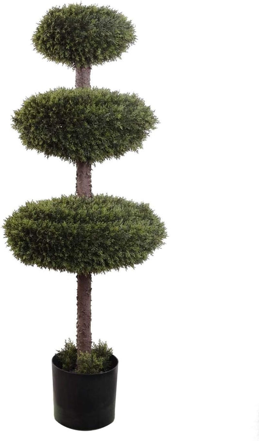 41" Cedar Tri Topiary 2624 - Lifelike Artificial Cedar Tree in a Stunning Triangular Shape. Elevate Your Space with this Elegant Faux Cedar Topiary.